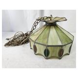 Vintage Slag Glass Hanging Lamp