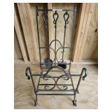 Wrought Iron Fire Place Set W/ Wood Storage