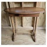 Small Wood Pine Oval Side Table