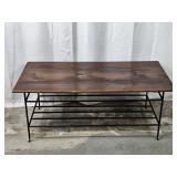 Solid Pine Plank/wrought Iron Base Coffee Table
