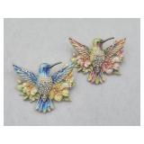 2 Hummingbird Brooch Pins