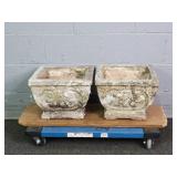 2x Bid Vintage Concrete Planters