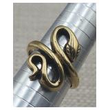 Rare Vintage Cop Brass Snake Serpent Ring Sz 10