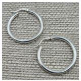 Sterling Silver Italy Hoop Pierced Earrings 5g