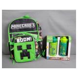 2x The Bid Minecraft Back Pack & Water Bottle Set