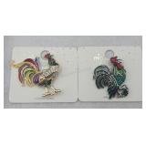 Rooster And Chicken Brooches Pins