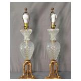 2x Bid Vintage Crystal Cut Table Lamps