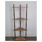 Mid-century 4 Tier Mfg Wood Corner Shelf