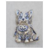 Halloween Puppy Dog Holding Pumpkin Brooch Pin