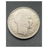 Large French 20 Francs Silver 1929 - 20g - .680