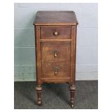 Vintage Mahogany Veneer 3 Drawer Stand On Casters