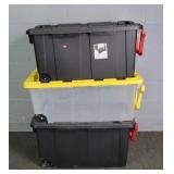 3x The Bid 40 Gal. Xl Plastic Rolling Storage Tote