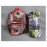 2x The Bid Jurassic World Back Pack & Throw