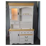 2 Pc Mfg Wood Modern Hoosier Style Kitchen Cabinet