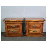 2x Bid Solid Pine 2 Drawer Night Stands