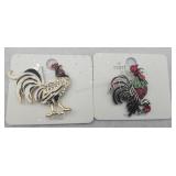Rooster And Chicken Brooches Pins