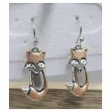 Two Toned Fox Pierced Earrings