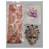 Halloween Lot Brooches And Keychain / Charm