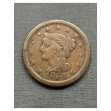1854 Braided Hair Large Cent