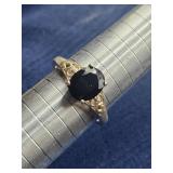 Sterling Silver Black Stone Ring Sz 11