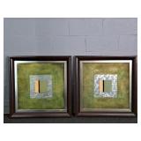 2x Bid Abstract Mixed Media Decorative Wall Art