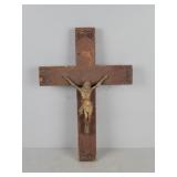 Vintage Wooden Cross W/ Cast Metal Crucifix