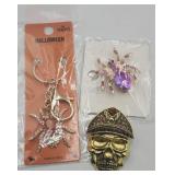 Halloween Lot Brooches And Keychain / Charm