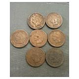 Lot Of 7 Indian Head Cents