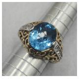 Sterling Silver Two Toned Gemstone Ring Sz 6