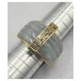 Sterling Silver Jadeite Ring Sz 7  Tw 9.5 G