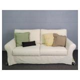 Potttery Barn 7 Ft. Long Sofa W/throw Pillows