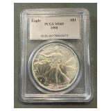 1990 American Silver Eagle .999 Fine Pcgs Ms69