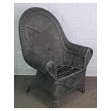 Painted Natural Wicker Arm Chair