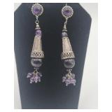 Sterling Silver Amethyst Glass Tribal Style