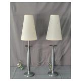 Pair 30" Tall Modern Style Metal Lamps