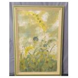 Vintage Framed Floral Acrylic On Canvas