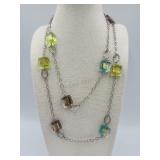 Sterling Silver Lucky Clover 28in Glass Beaded