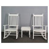 2x The Bid Painted Wood Porch Rockers + Table