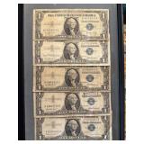 Lot Of 5 - $1 Us Silver Certificates 1935 / 57