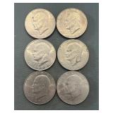 Lot Of 6 Eisenhower Dollars Incl Bicentennial