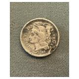 1866 - 3 Cent Piece - Slightly Bent