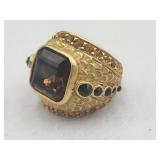 Signed Rosa Flores Rhinestone Ring Size 6.5