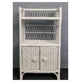 Small Painted Natural Wicker Stand W/ Storage