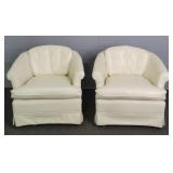 2x The Bid Vintage Barrel Back White Vinyl Chair