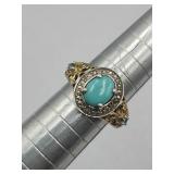 Sterling Silver 925 Two Toned Gemstone Ring Sz 6