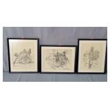 3x The Bid R Simpson Civil War Themed Prints