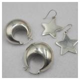 2 X Bid Sterling Silver Pierced Earrings
