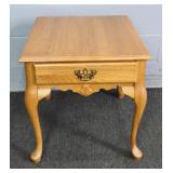 Vintage Solid Oak Side Table W/ Drawer