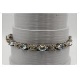 Sterling Silver Blue Gemstone Tennis Bracelet