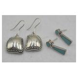 2 X Bid Sterling Silver Pierced Earrings